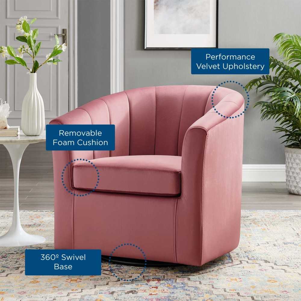 Prospect Performance Velvet Swivel Armchair, Dusty Rose