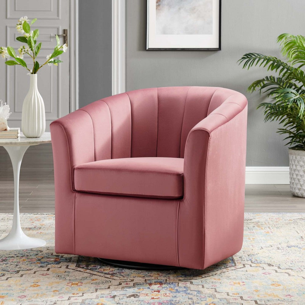 Prospect Performance Velvet Swivel Armchair, Dusty Rose