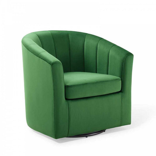 Prospect Performance Velvet Swivel Armchair, Emerald