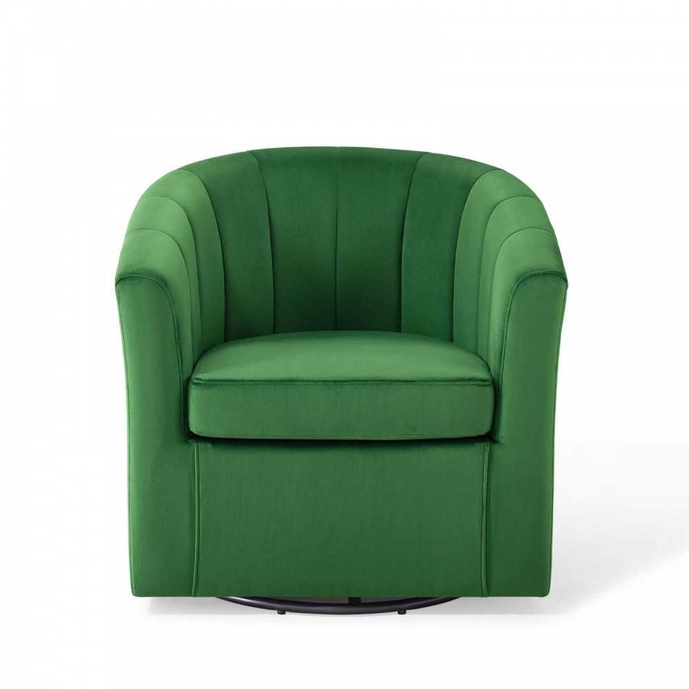 Prospect Performance Velvet Swivel Armchair, Emerald