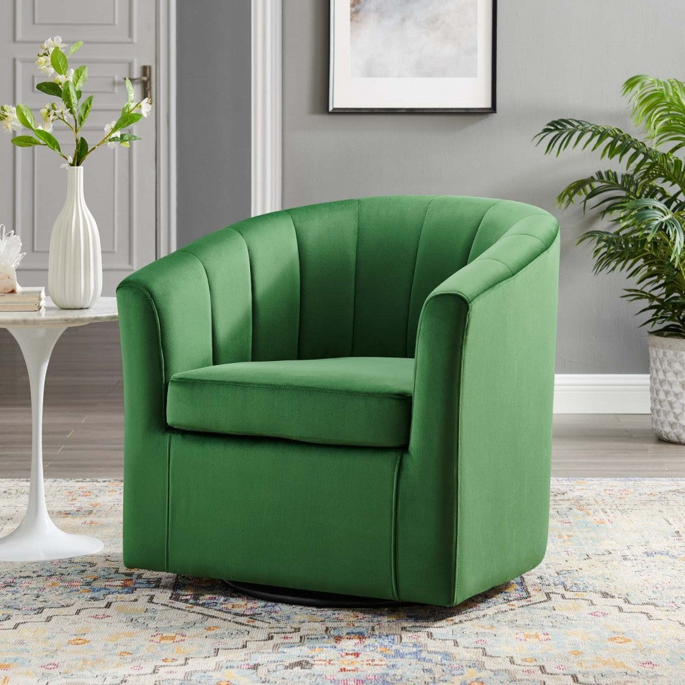 Prospect Performance Velvet Swivel Armchair, Emerald
