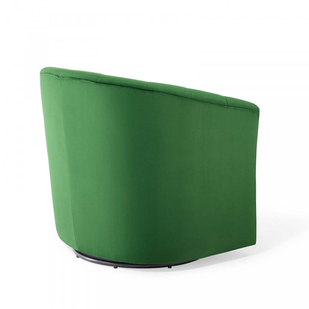 Prospect Performance Velvet Swivel Armchair, Emerald