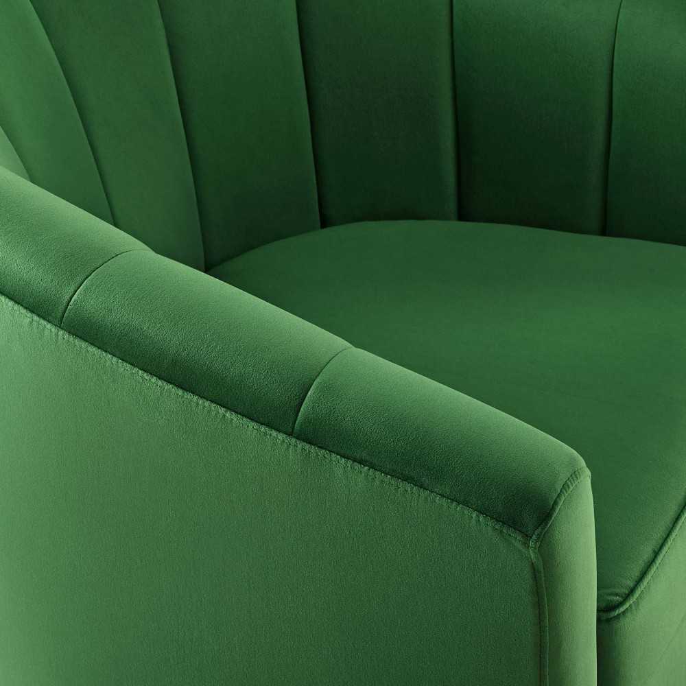 Prospect Performance Velvet Swivel Armchair, Emerald