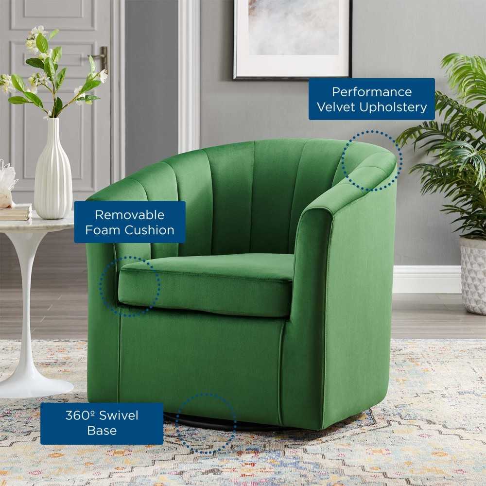 Prospect Performance Velvet Swivel Armchair, Emerald