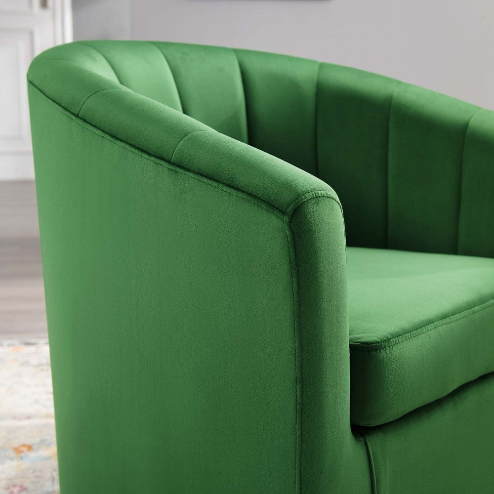 Prospect Performance Velvet Swivel Armchair, Emerald