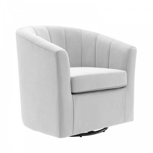 Prospect Performance Velvet Swivel Armchair, Light Gray