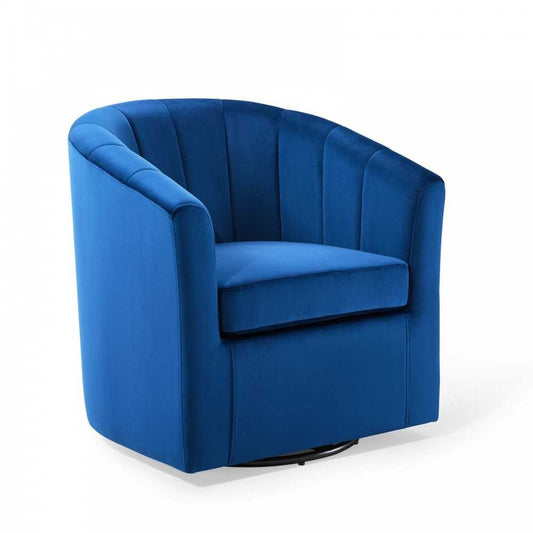Prospect Performance Velvet Swivel Armchair, Navy