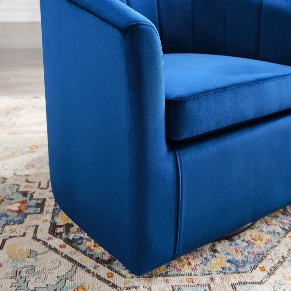 Prospect Performance Velvet Swivel Armchair, Navy