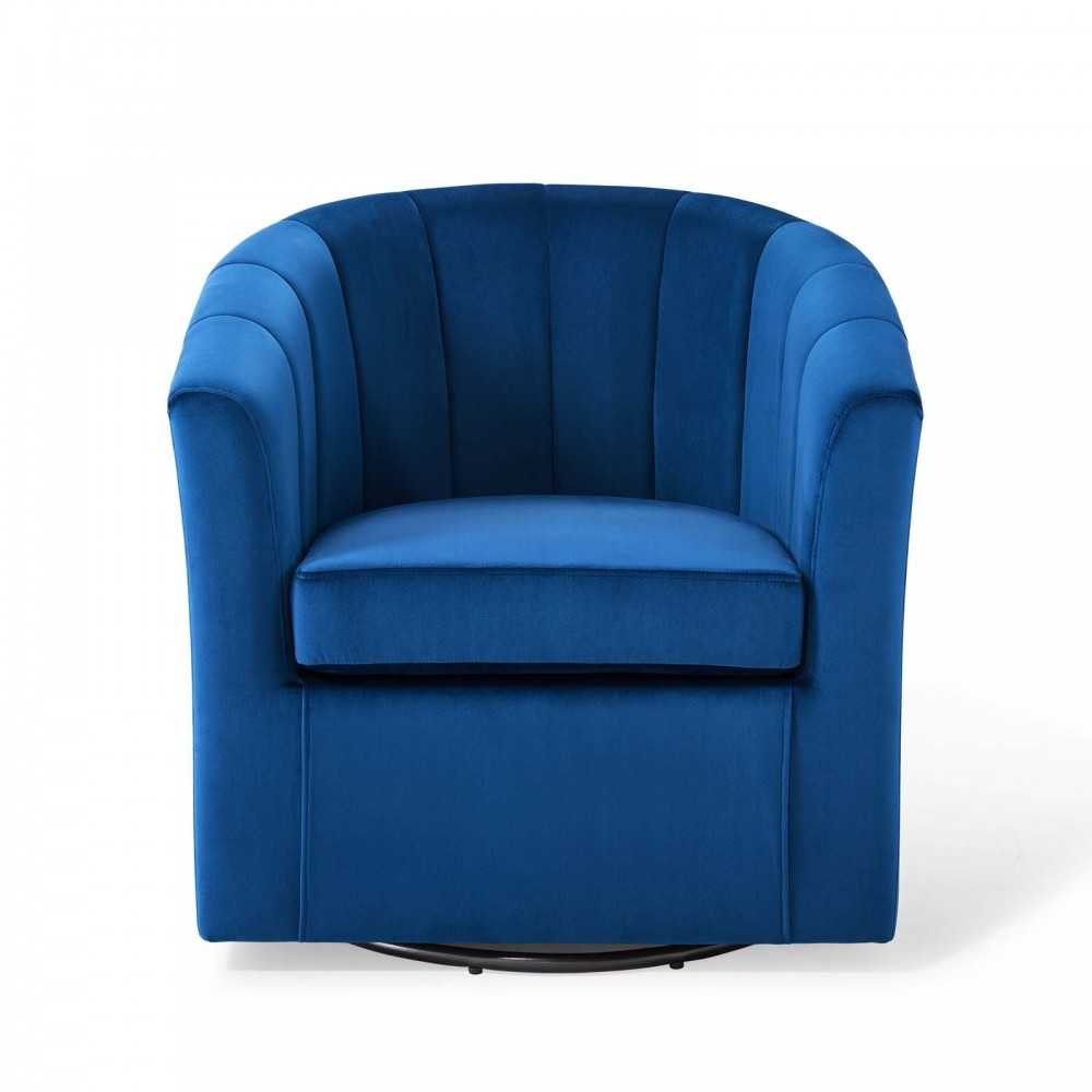 Prospect Performance Velvet Swivel Armchair, Navy