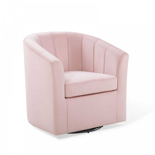 Prospect Performance Velvet Swivel Armchair, Pink