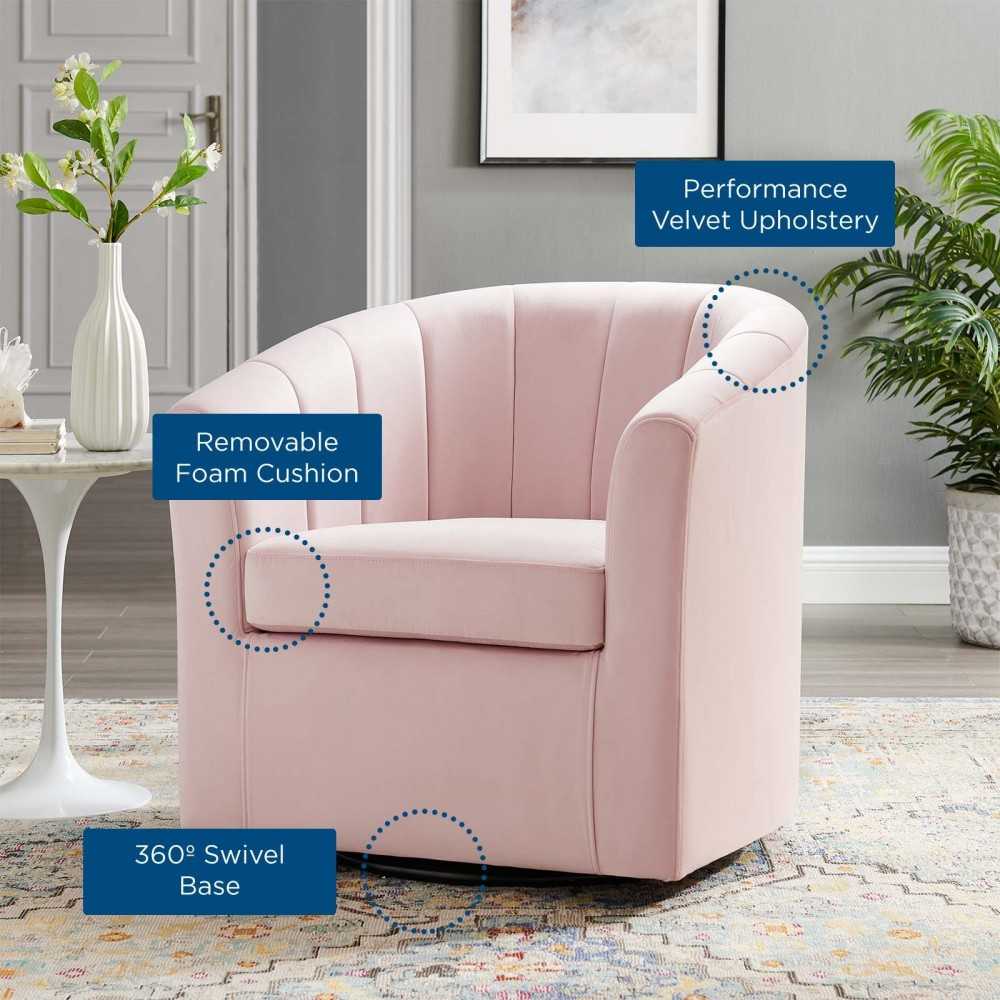 Prospect Performance Velvet Swivel Armchair, Pink
