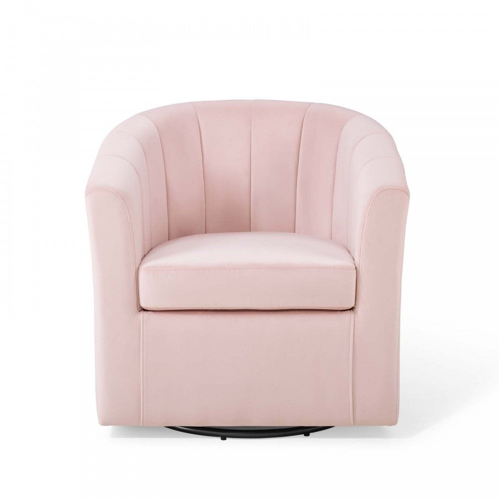 Prospect Performance Velvet Swivel Armchair, Pink