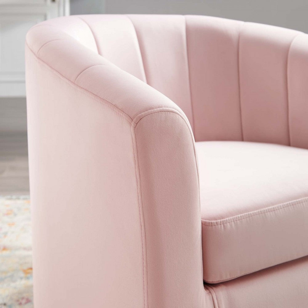 Prospect Performance Velvet Swivel Armchair, Pink