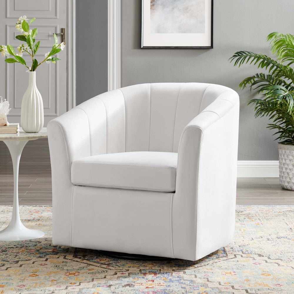 Prospect Performance Velvet Swivel Armchair, White