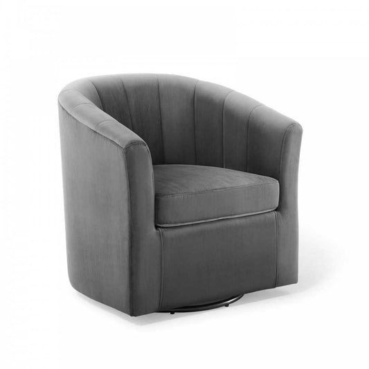 Prospect Performance Velvet Swivel Armchair, Charcoal