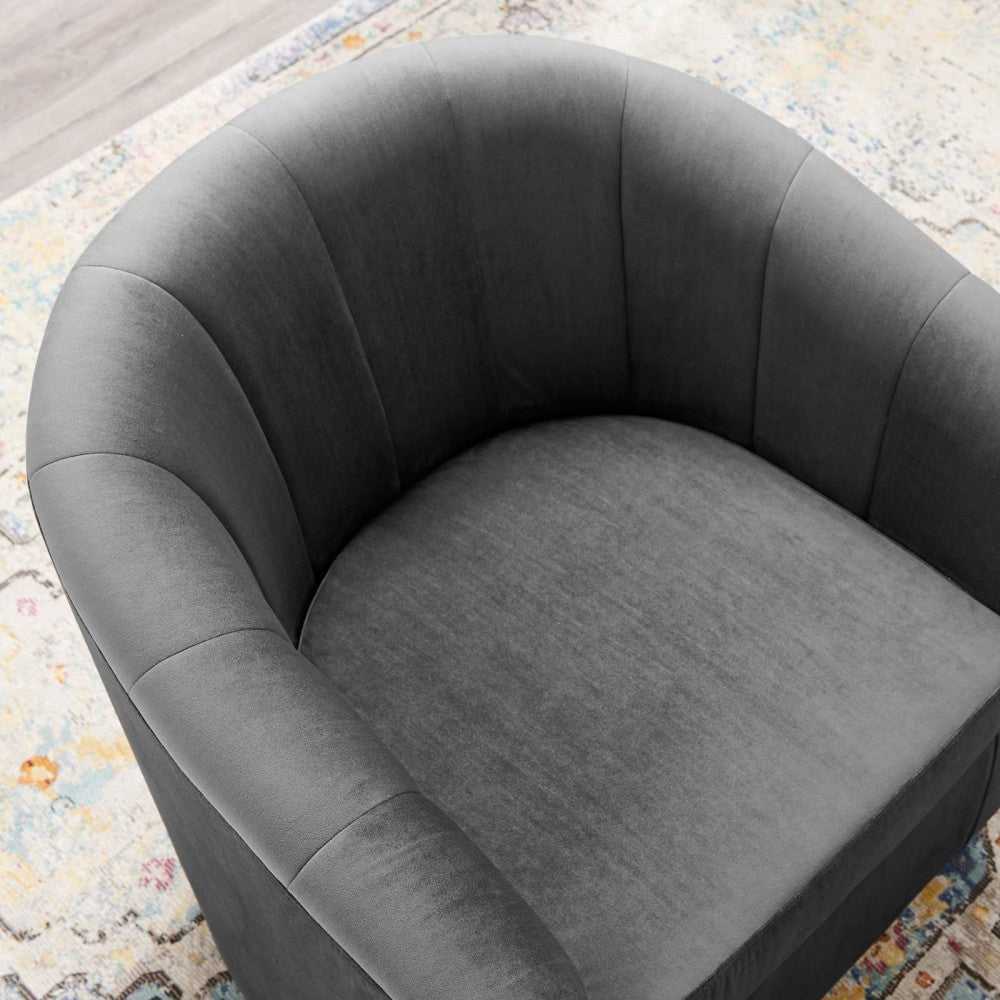Prospect Performance Velvet Swivel Armchair, Charcoal