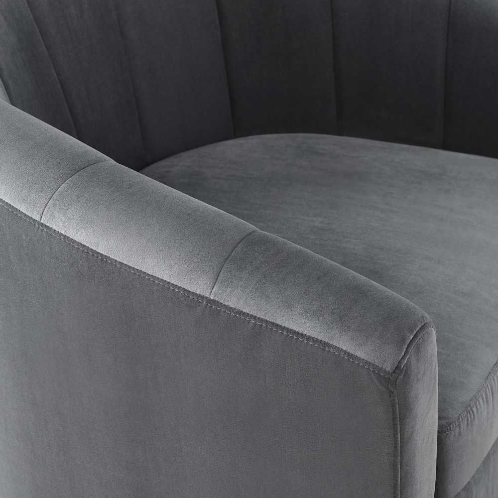 Prospect Performance Velvet Swivel Armchair, Charcoal