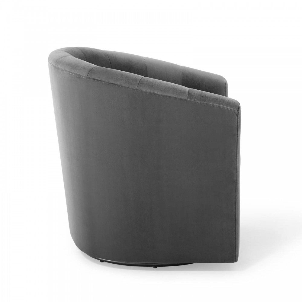 Prospect Performance Velvet Swivel Armchair, Charcoal