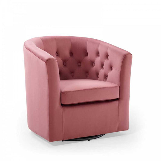 Prospect Tufted Performance Velvet Swivel Armchair, Dusty Rose