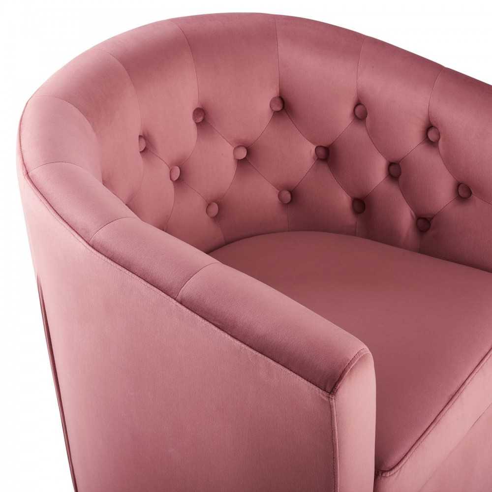 Prospect Tufted Performance Velvet Swivel Armchair, Dusty Rose