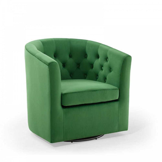 Prospect Tufted Performance Velvet Swivel Armchair, Emerald