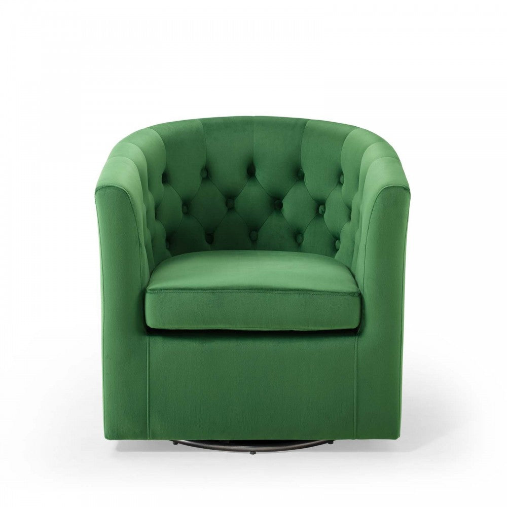 Prospect Tufted Performance Velvet Swivel Armchair, Emerald