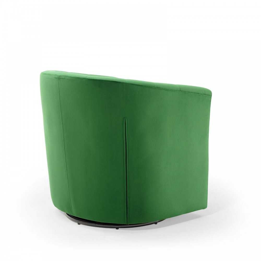 Prospect Tufted Performance Velvet Swivel Armchair, Emerald