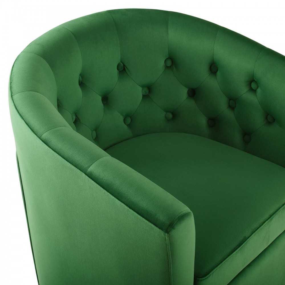 Prospect Tufted Performance Velvet Swivel Armchair, Emerald