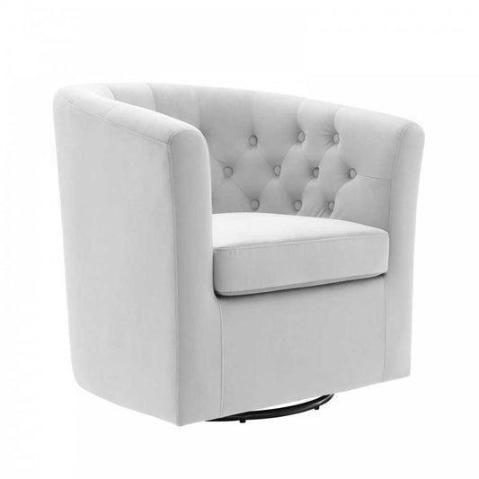 Prospect Tufted Performance Velvet Swivel Armchair, Light Gray
