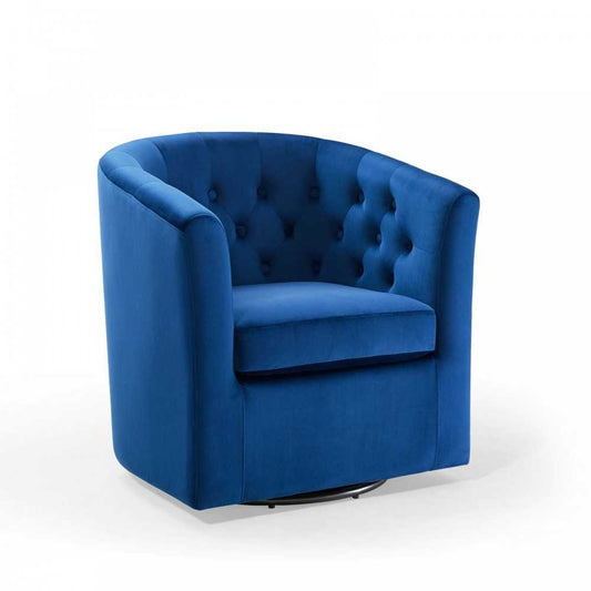 Prospect Tufted Performance Velvet Swivel Armchair, Navy