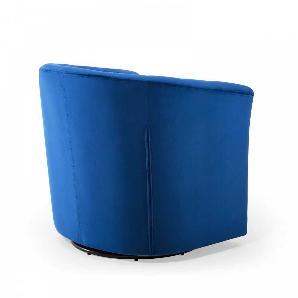 Prospect Tufted Performance Velvet Swivel Armchair, Navy