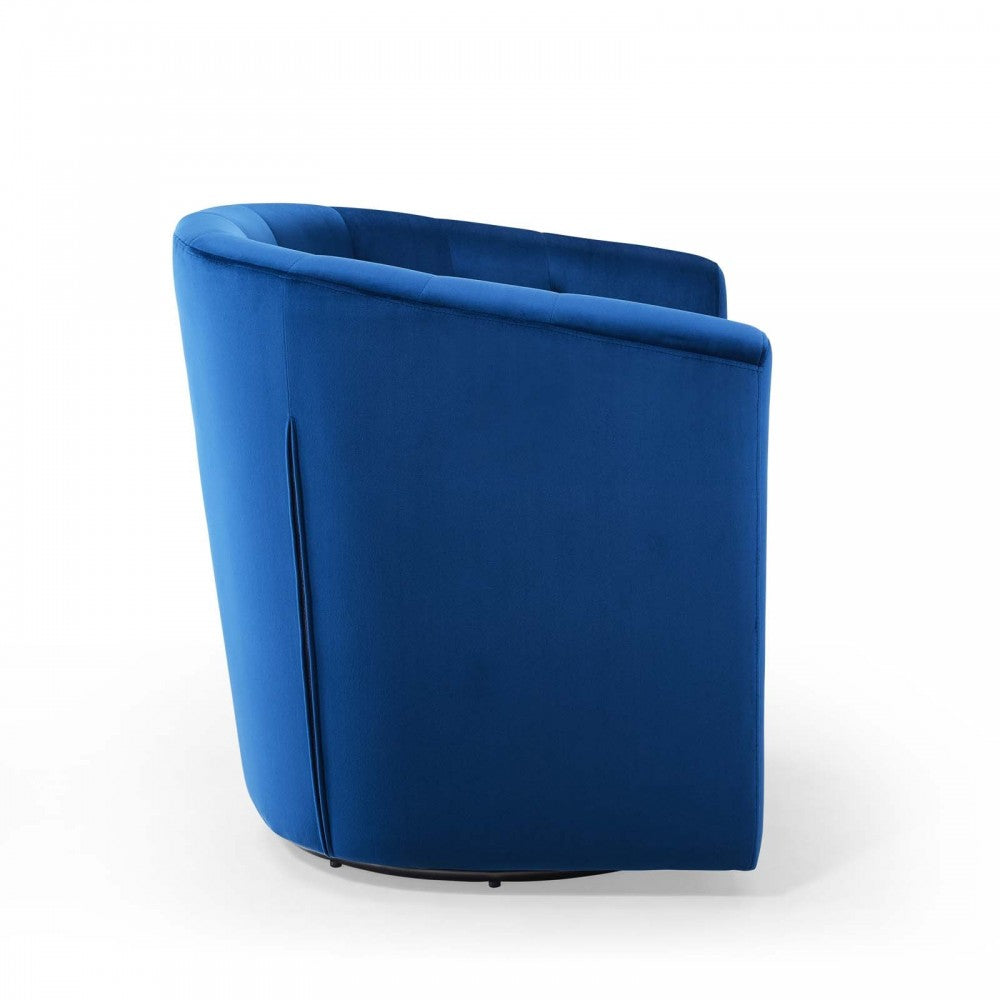 Prospect Tufted Performance Velvet Swivel Armchair, Navy