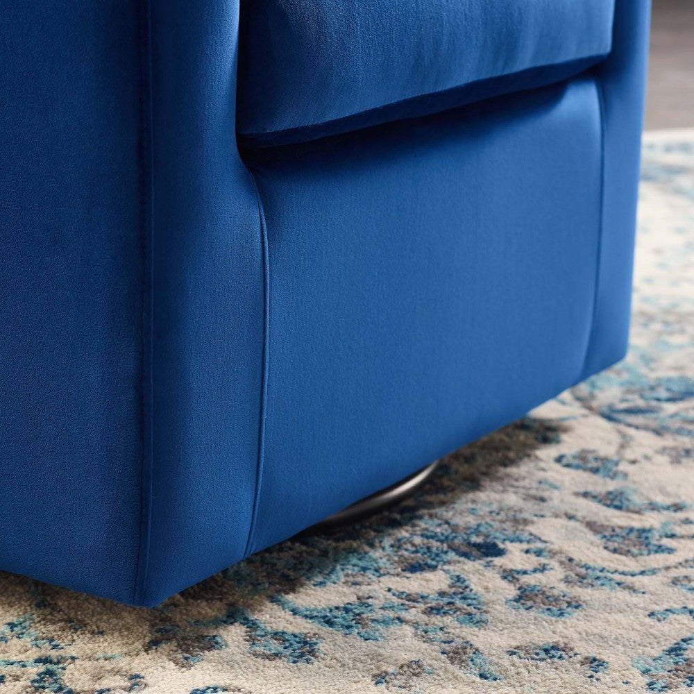 Prospect Tufted Performance Velvet Swivel Armchair, Navy