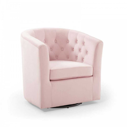 Prospect Tufted Performance Velvet Swivel Armchair, Pink