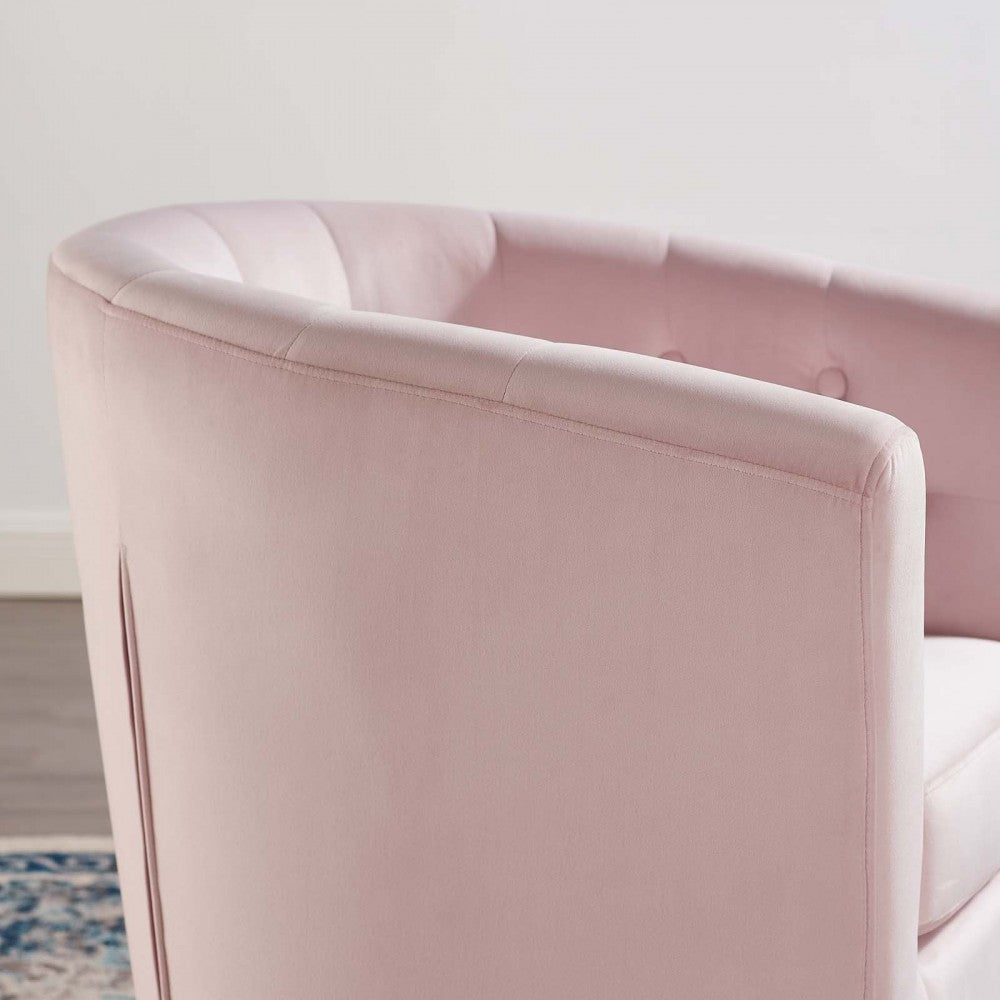 Prospect Tufted Performance Velvet Swivel Armchair, Pink