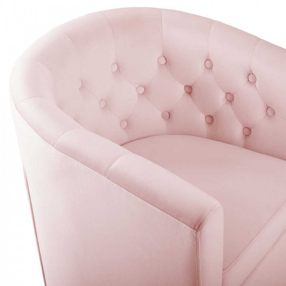 Prospect Tufted Performance Velvet Swivel Armchair, Pink