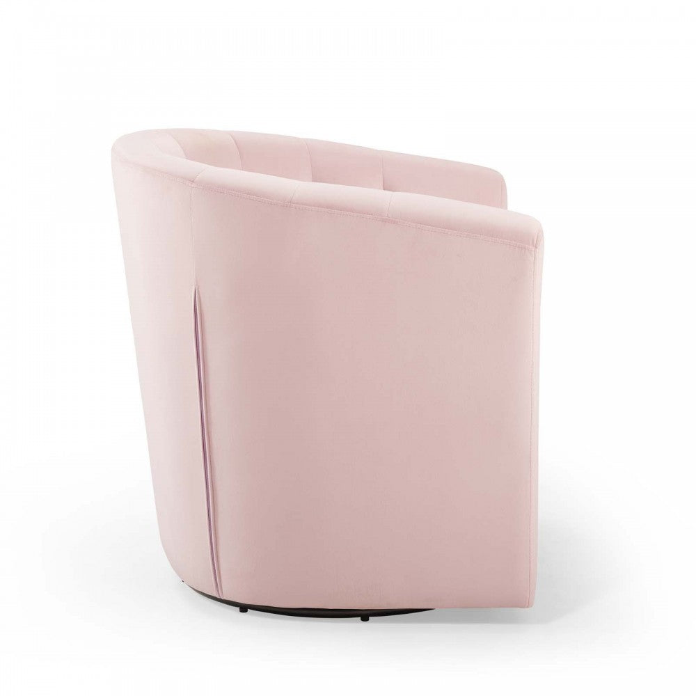 Prospect Tufted Performance Velvet Swivel Armchair, Pink