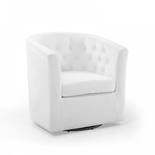 Prospect Tufted Performance Velvet Swivel Armchair, White