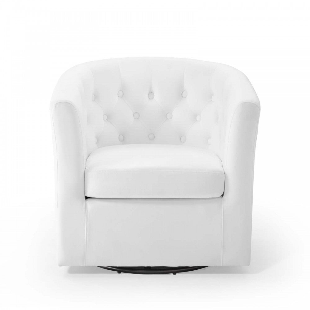 Prospect Tufted Performance Velvet Swivel Armchair, White
