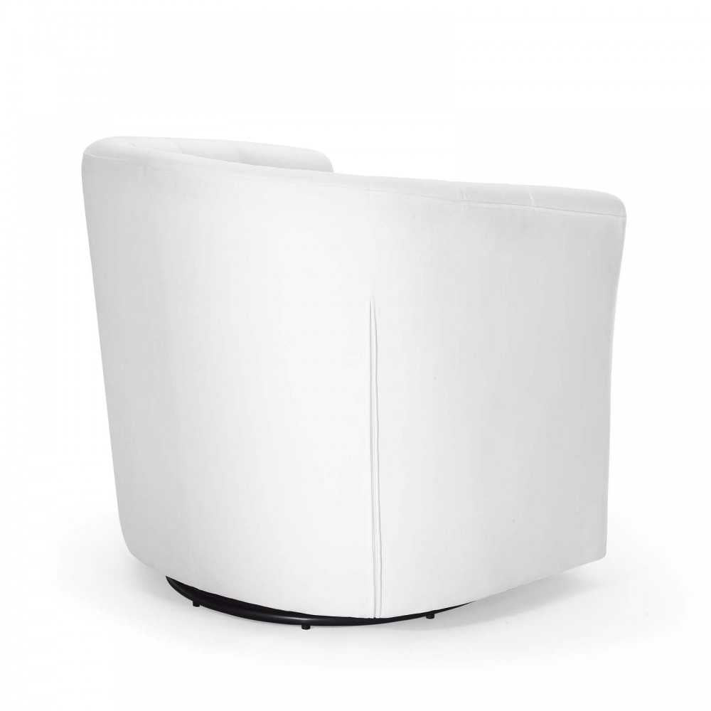 Prospect Tufted Performance Velvet Swivel Armchair, White