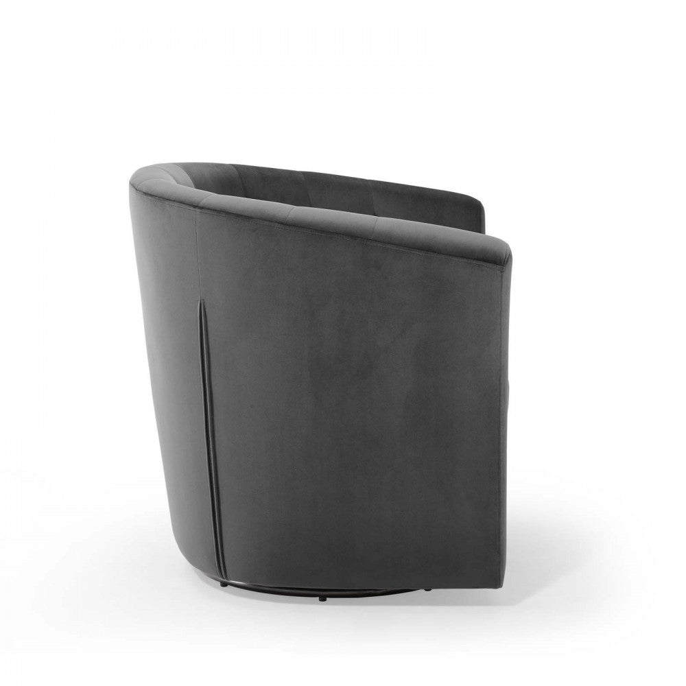 Prospect Tufted Performance Velvet Swivel Armchair, Charcoal