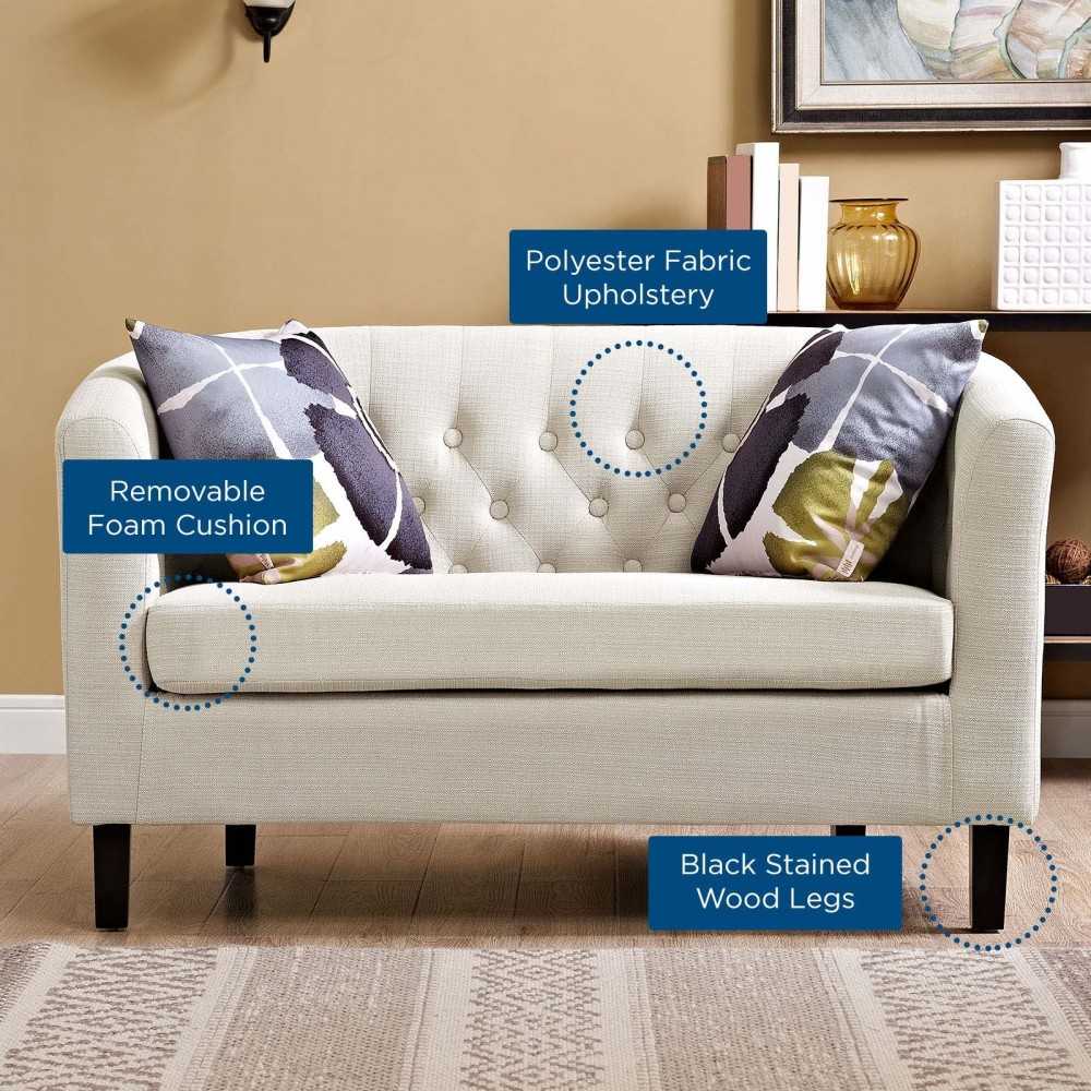 Prospect Upholstered Fabric Loveseat, Beige