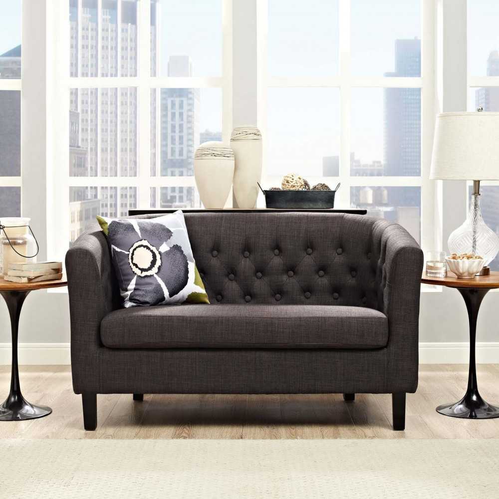Prospect Upholstered Fabric Loveseat, Brown