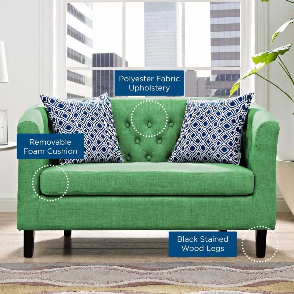 Prospect Upholstered Fabric Loveseat, Kelly Green