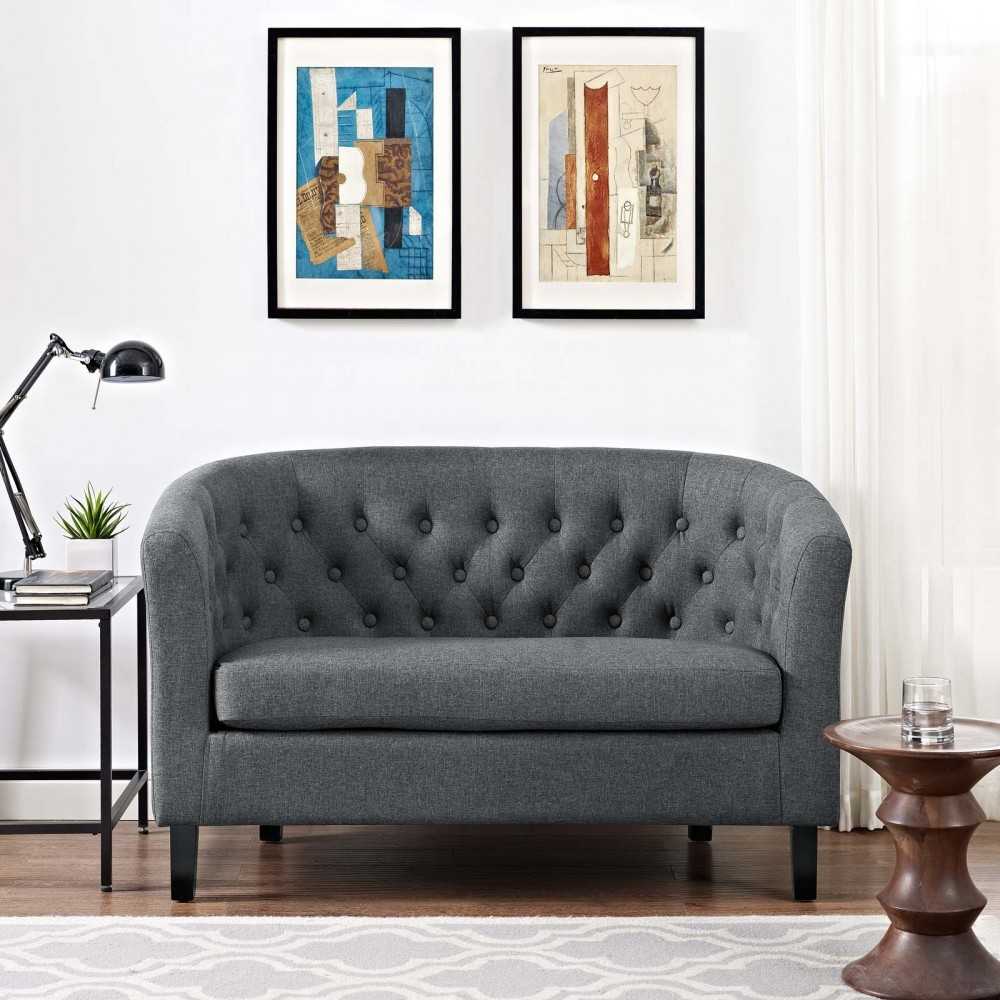 Prospect Upholstered Fabric Loveseat, Gray