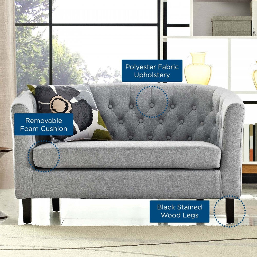 Prospect Upholstered Fabric Loveseat, Light Gray