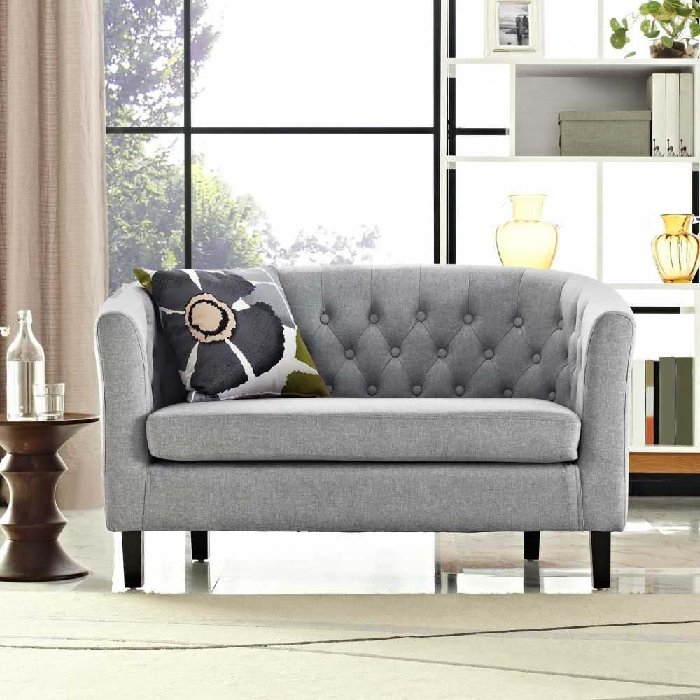 Prospect Upholstered Fabric Loveseat, Light Gray