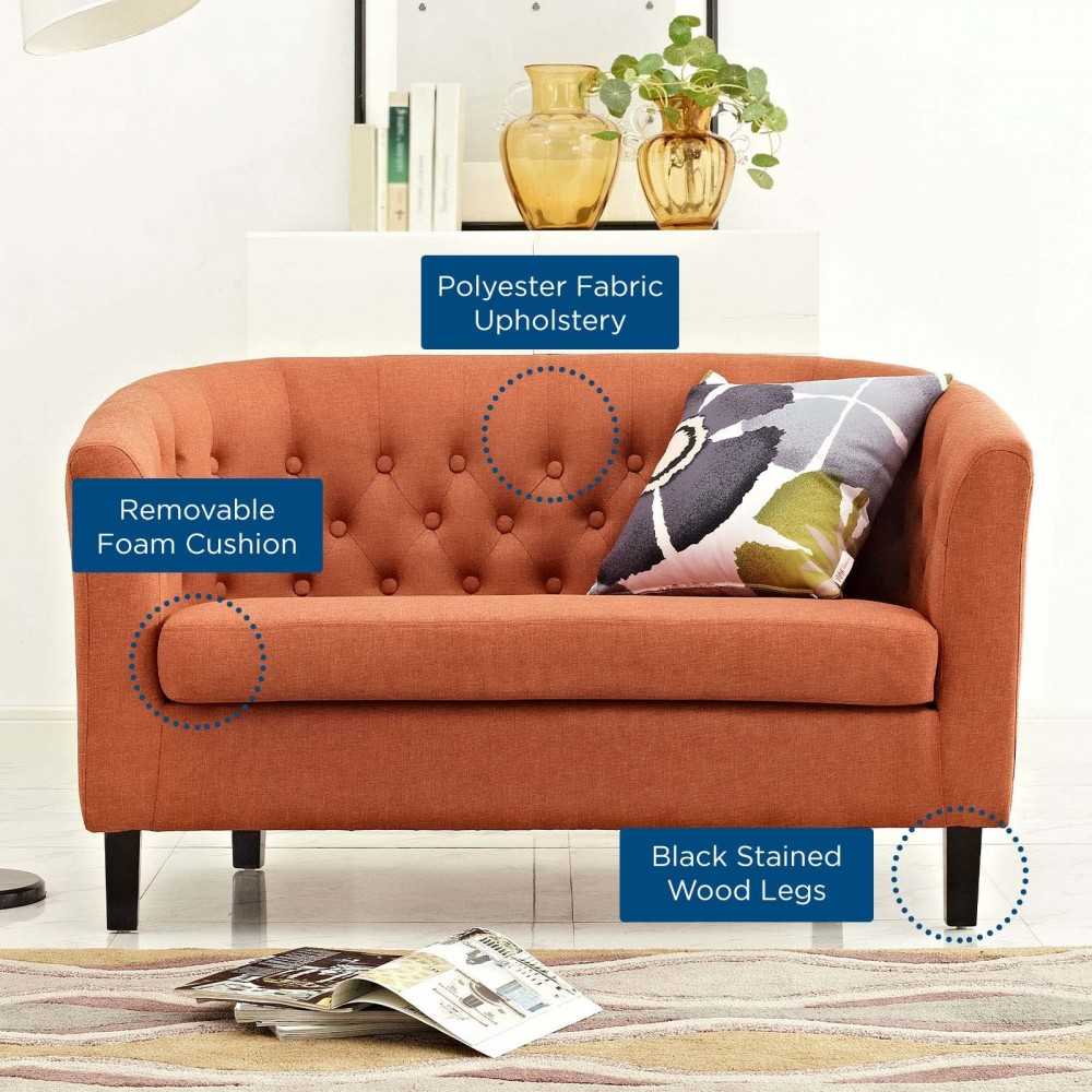 Prospect Upholstered Fabric Loveseat, Orange