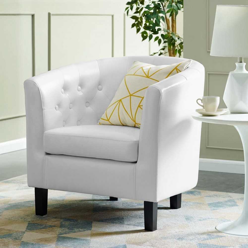 Prospect Upholstered Vinyl Armchair, White