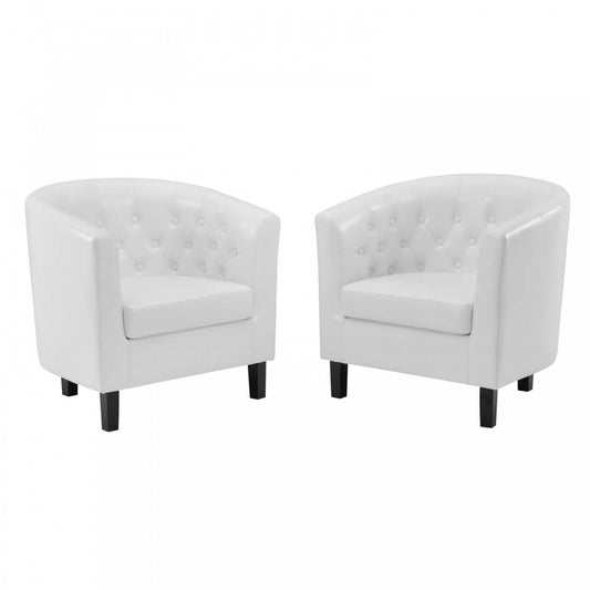 Prospect Upholstered Vinyl Armchair Set of 2, White